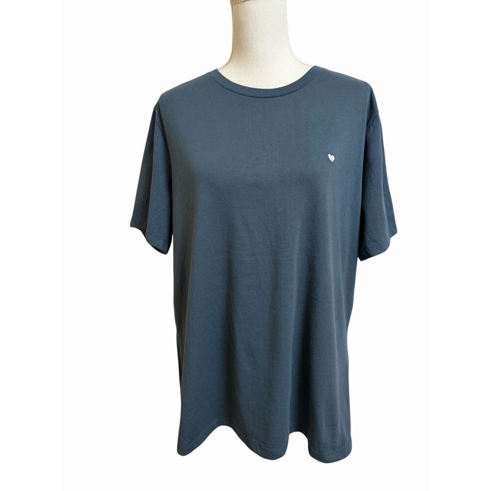 NWT Dalix Women's XL Vintage Navy Lil Heart Jersey Relaxed Tee T-SHIRT Cotton